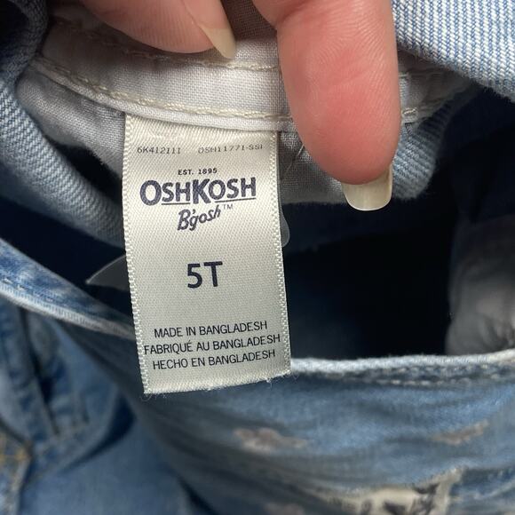 Oshkosh B'Gosh Vestbak Shortalls and Dress Girls Size 5T Lot of 2 Floral Denim - Picture 6 of 6